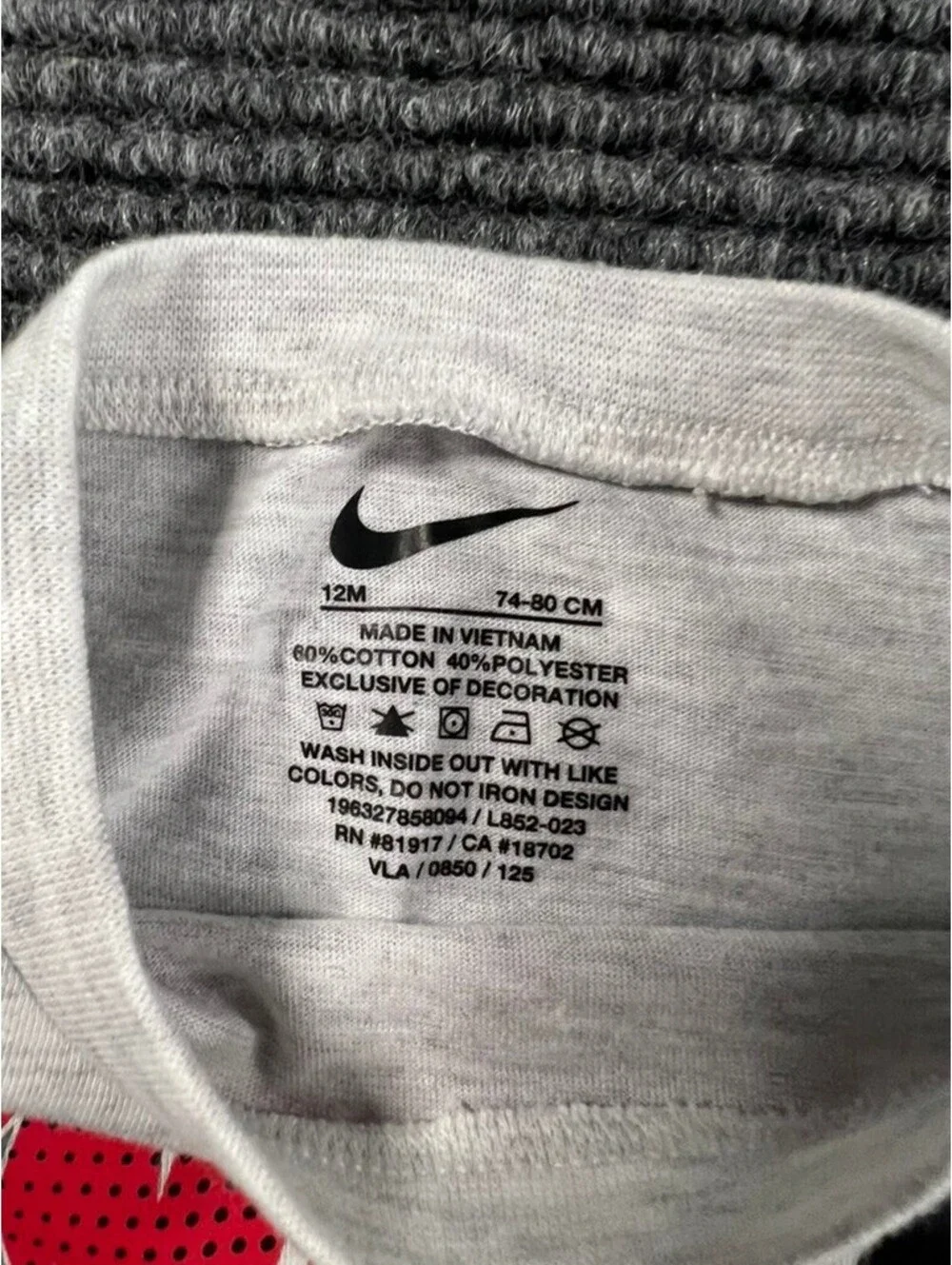 Nike Baby Boy 12M 2-Piece Set - Grey Cotton T-Shirt & Black Dri-FIT Shorts